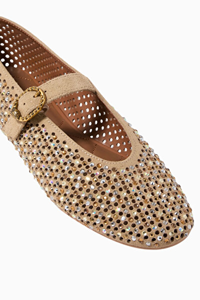 Kurt Geiger Mayfair Bale Ayakkabısı, Kurt Geiger Süet Kristal Detaylı Zarif Ayakkabı