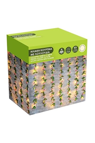 divendi-ro Ghirlandă solară cu flori și 77 becuri LED intermitente pentru int...