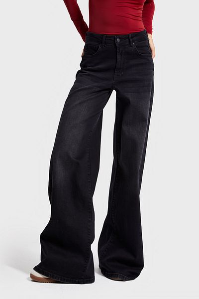 its basic Women's Smoked Color 2W5-1 Palazzo Fit Lycra Flexible Fabric Inner Length 83cm Denim Jean