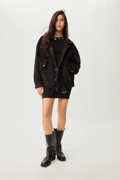 Stradivarius Suni süet biker ceket