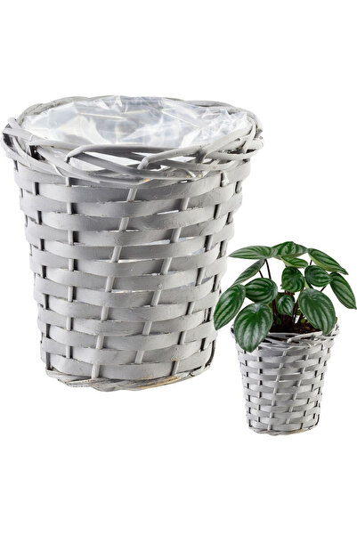 shumee Husă de ghiveci din răchită gri 16x17 cm