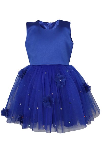Atelier Anca Socolovschi Girls' dress, princess style, blue with 3D flowers