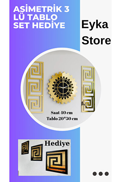 EYKA STORE 6 li set Modern Dekoratif Duvar Saati 3d kabartma şık tasarım + Duvar Dekorasyon Tablolar
