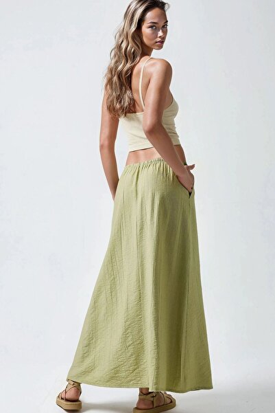 Hiccup High Waist Textured Long Skirt