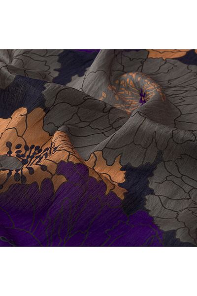 ipekevi Purple Gray Hydrangea Basket Scarf