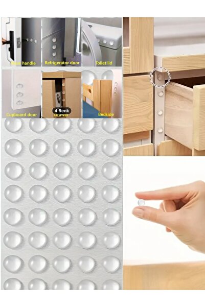 Yenigeldi 64 Adet Şeffaf Silikon Dolap Kapı Duvar Stoper Tampon Koruyucu
