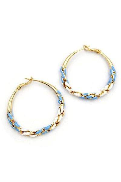 PRATİKOBA Enameled Hoop Earrings - Blue