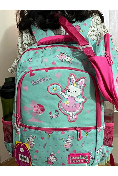 Özay butik Rabbit Patterned 3 Compartment Waterproof School Bag + Lunch Box, ...
