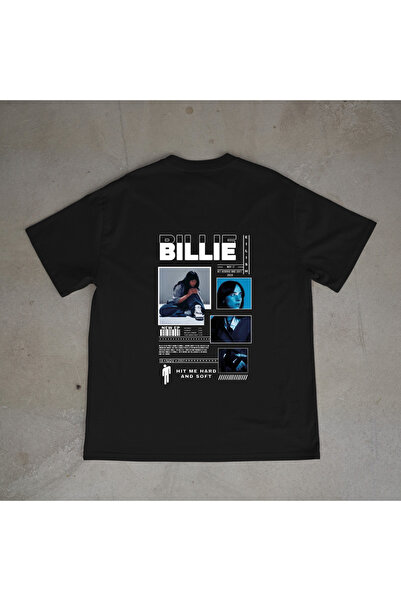 urbvn تي شيرت أسود كبير الحجم مطبوع بتصميم بيلي