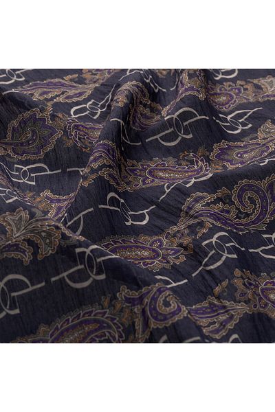ipekevi Navy Blue Beige Monogram Patterned Scarf