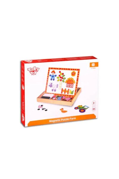Tooky Toy Tabla magnetica cu piese puzzle si creta