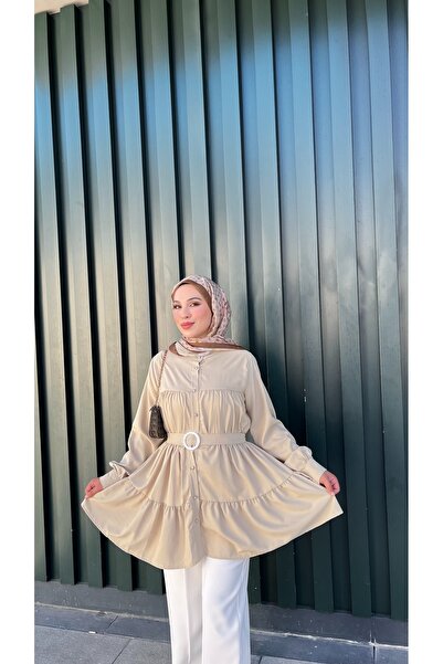 Niessa Butik Kemerli kat kat gömlek