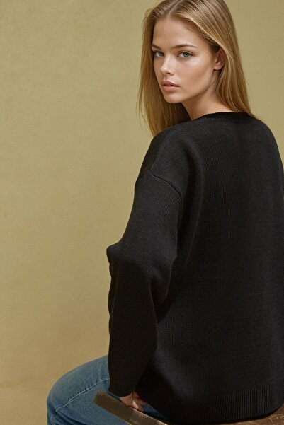 Hiccup Pulover gros tricotat cu decolteu în V