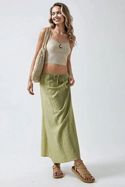 Hiccup High Waist Textured Long Skirt