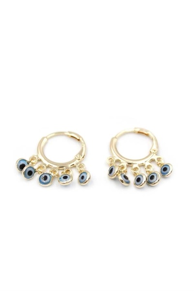 PRATİKOBA Evil Eye Beaded Earrings - Gold