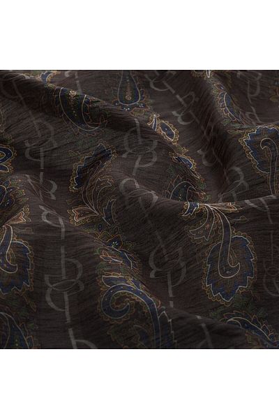 ipekevi Smoked Gray Monogram Patterned Scarf