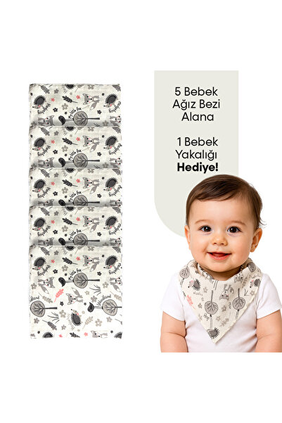 Çimen Butikk Muslin Baby Mouth Diaper 4 Layers 100% Cotton – Fox Patterned Pa...