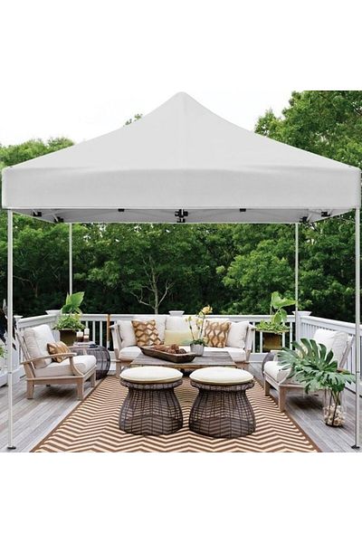 divendi-ro Pop-Up Garden Pavilion, 3x3x2.6m, Ecru Textile, Polyester UV30+