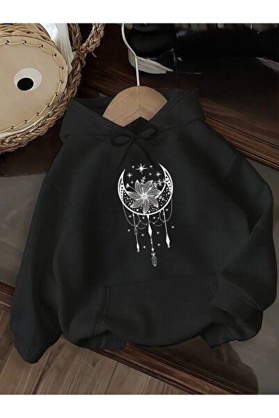 FUFLUNS سويت شيرت بقلنسوة كبير الحجم للجنسين مطبوع عليه أوراق الشجر والزهور