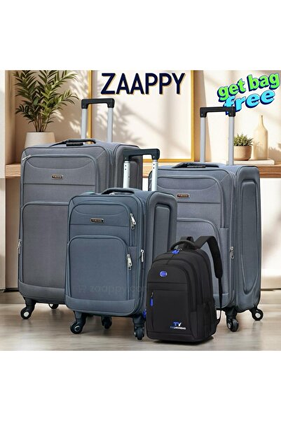 ZAAPPY Soft Material (20/24/28 Inch) Luggage - Stylish Backpack Combo Grey