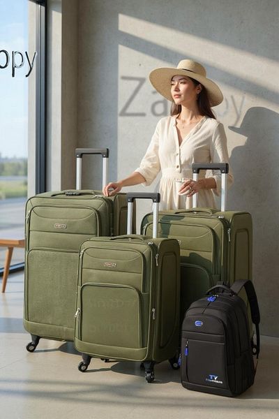 ZAAPPY Soft Material 20 Inch, 24 Inch & 28 Inch Luggage - Stylish Backpack Combo Green