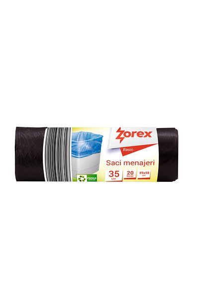 ZOREX Basic garbage bags, 35L, black, 20 pcs/roll