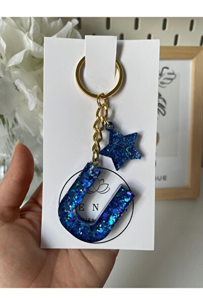 Zenan Design Letter U Special Design Epoxy Letter Keychain