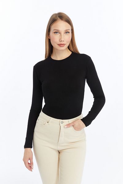 LAENT Women's Navy Blue Anthracite Gray Black White Round Neck 4-Piece Bodysuit