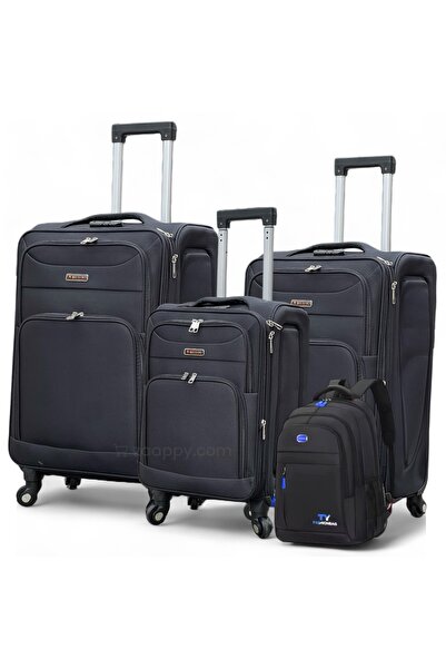 ZAAPPY حقيبة ظهر أنيقة من مادة ناعمة (مقاس 20/24/28 بوصة) - مجموعة سوداء