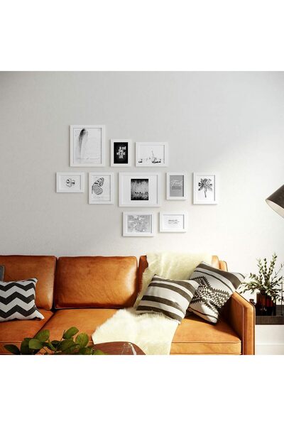 SONGMICS photo frame set 10 pcs, 28x24 / 21x16 / 18x13 cm, white, wall or desk mounting