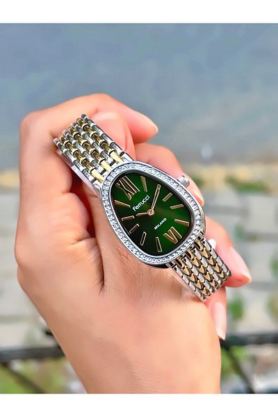 Ferrucci Women's Wristwatch Stone Model Steel Cord Waterproof Bracelet Design Watch with Gift