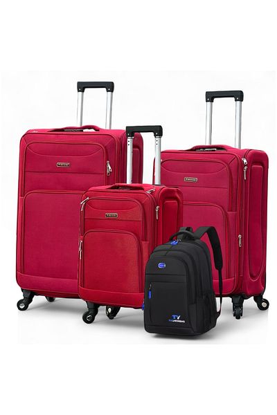 ZAAPPY Soft Material (20/24/28 Inch) Luggage - Stylish Backpack Combo Red