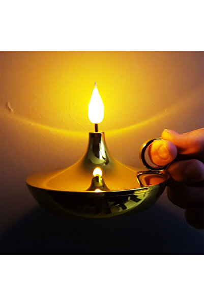 Seçkin Trend Dekoratif Gold Pilli Mum Lamba