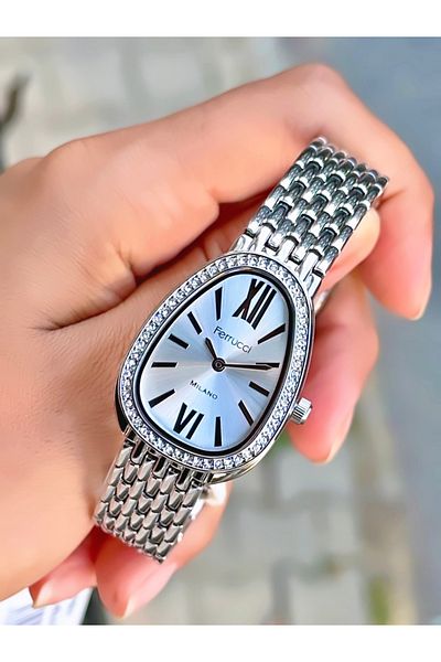 Ferrucci Women's Wristwatch Stone Model Steel Cord Waterproof Bracelet Design Watch with Gift