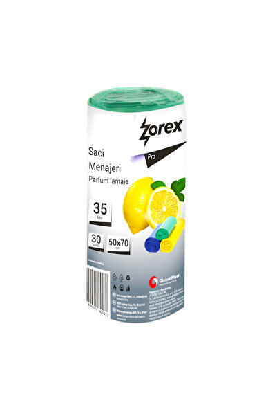 ZOREX Saci menajeri Pro, parfum Lamaie, 35 L, galben, 30 buc/rola