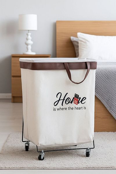 MOSTAFA Foldable Laundry Basket with Wheels and Handle