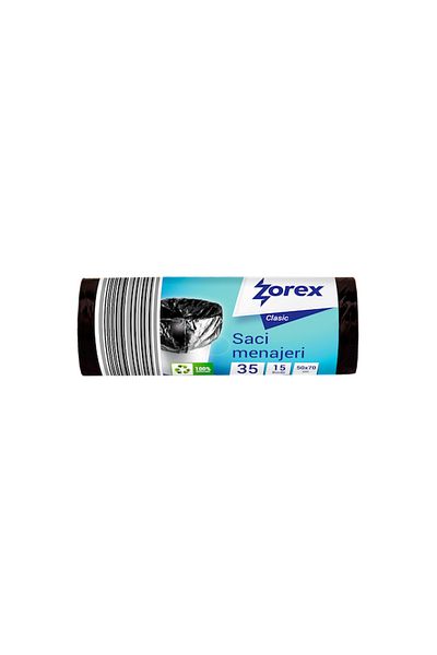 ZOREX Classic garbage bags, 35L, black, 15 pcs/roll