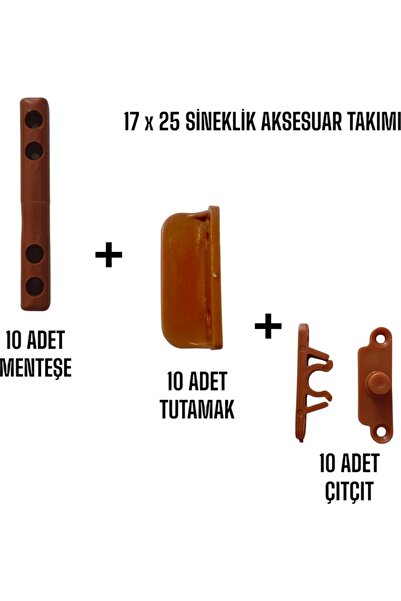 ALUWAND Sineklik Aksesuar Takımı - 17X25 – Menteşeli Sistem Için 10’lu Kulplu...