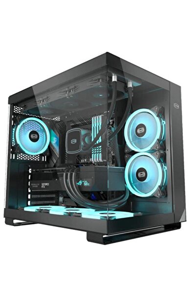 PCCOOLER Carcasa Middle Tower, ATX, sticla securizata, 6 ventilatoare ARGB, a...