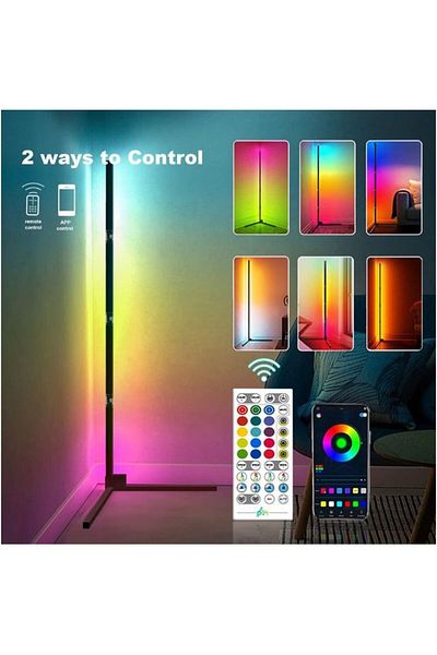 Generic مصباح أرضي ACLIX مصباح أرضي LED RGB حديث مصباح زاوية للقراءة مع جهاز تحكم عن بعد وإضاءة محيطية L
