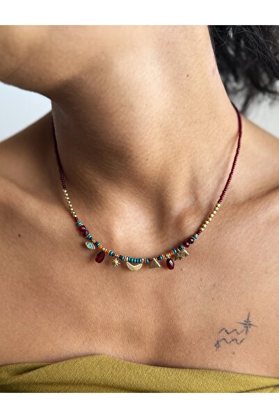 dela otantik El Yapımı Bohem Tarz Charm Kolye – Otantik Etnik Vintage Boncukl...