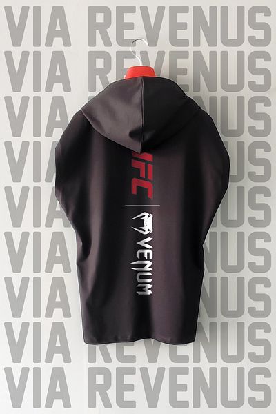 Vordevia Ufc Front and Back Printed Zero Sleeve Hooded 100% Cotton Sports Tshirt