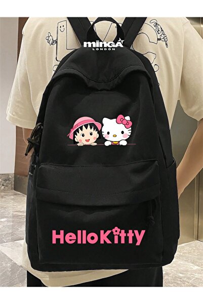 Minga London Rucsac pentru cursuri, școli, și studii, negru roz Hello Kitty F...
