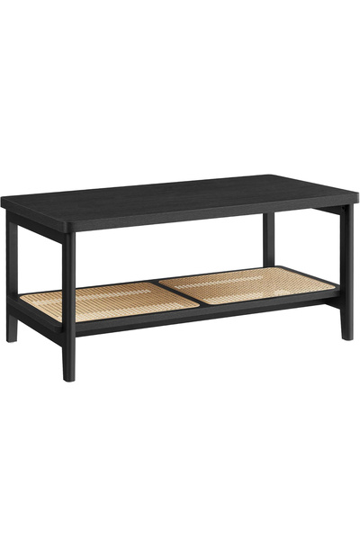 VASAGLE Τραπεζάκι σαλονιού, MDF, με αποθηκευτικό χώρο 2 επιπέδων, 55x100x45 c...