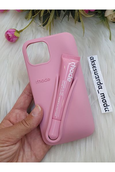 ZB Aksesuarda Moda Soft Trend Case Compatible with iPhone 13 and 14 with Lip Gloss Gift