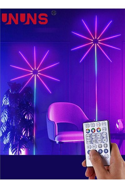 Generic شريط إضاءة LED من UNUNS، أضواء ألعاب نارية ذكية RGB، تطبيق وجهاز تحكم عن بعد بألوان RGB، أوضاع موسيقى متعددة