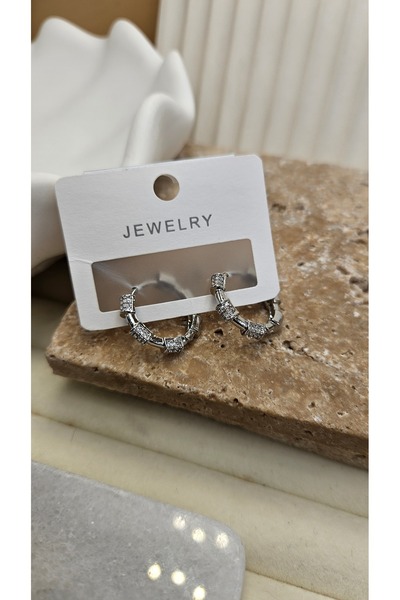 AURA Ring Earrings with Zircon Stone Silver Color