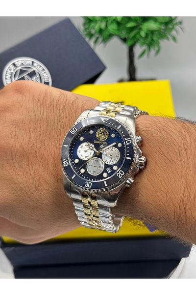 Quantum Brand Multifunctional Fenerbahçe Licensed 10Atm Waterproof Steel Band Fan Wristwatch