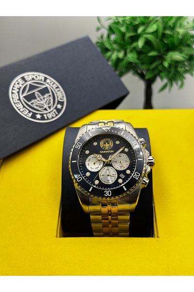 Quantum Brand Multifunctional Fenerbahçe Licensed 10Atm Waterproof Steel Band Fan Wristwatch