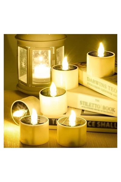Generic SYOSI Solar Candle Light, Solar Power Tea Lights Outdoor Candle, IP65 Waterproof Rechargeable LED C
